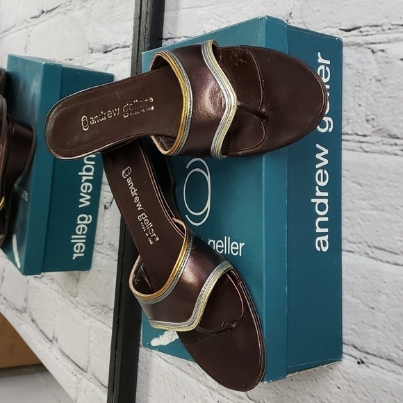 ANDREW Geller Canton Brown Sandal 8AA Fits like 6.5 In original Box EUC - Picture 1 of 12